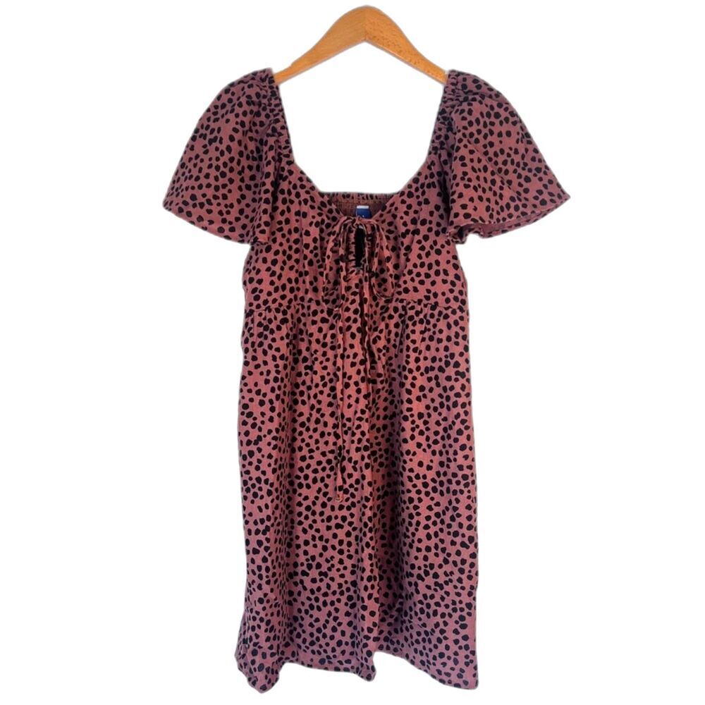 Old Navy NWT Brown Animal Print Flutter Sleeve Fit & Flare Dress Size Small